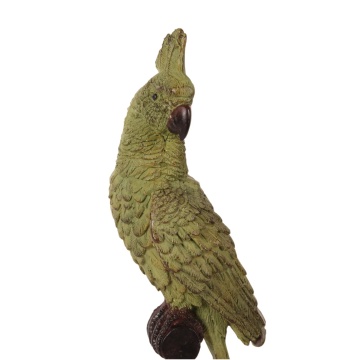 Statuetă decorativă din polirășină, verde, papagal pe suport, 35 x 13 x 10 cm, „Perico” - Img 2