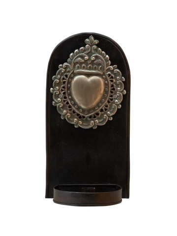 Suport de lumanare, de perete, din metal, Ex-voto