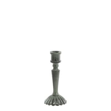 Suport de lumanare, verde, din aluminiu, H9.5cm, Chamber