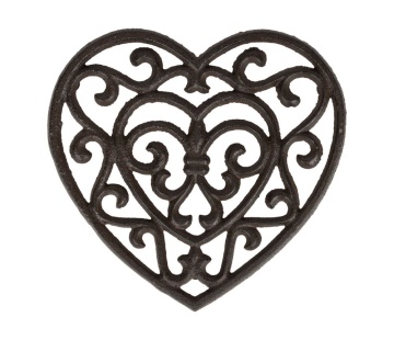 Suport din fontă pentru vase fierbinți în formă de inimă „Rhodonea”, brun, 19 x 18 cm - Img 1