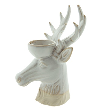 Suport lumanare, gri, din portelan, H21 cm, Reindeer - Img 2