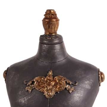 Suport pentru bijuterii din polirășină, negru, bust de manechin pe soclu baroc auriu, finisaj antichizat, 45 x 22 x 18 cm, „Cabaret” - Img 3