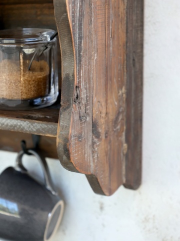 Suport pentru farfurii, din lemn reciclat, cu aspect rustic - Img 4