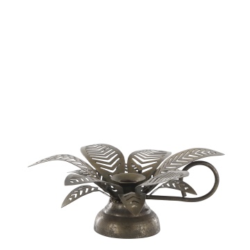 Suport pentru lumanare, din metal, H6cm, Leaf