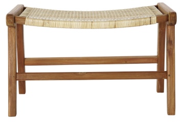 Taburet din lemn de tec si rattan, " Tequro "
