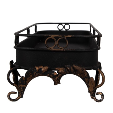 Tava decorativa, pentru lumanari, neagra, din metal, 55x20x14 cm - Img 4