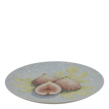 Tavă pentru servire din ceramică cu model mozaic și motiv smochine, H2,8/D26,5 cm, skyblue & cherry, „Chartres” - Img 4