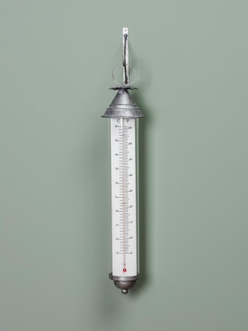 Termometru de perete din fier, cu finisaj tip zinc antichizat, H61 cm - Img 2