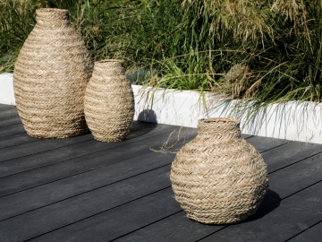 Vas decorativ din iarbă de mare împletită, H38 cm - Img 4