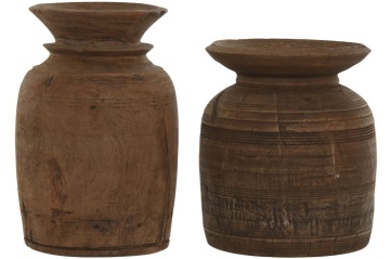 Vază cu finisaj natural stil oriental, 18x18x29 , din lemn ,"Surtido" - Img 2