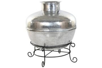 Vază decorativă de mari dimensiuni, stil modern elegant, culoare argintiu, din aluminiu, „Silver” - Img 2