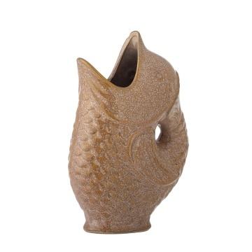 Vază din ceramică, maro, formă de pește, glazură reactivă în tonuri calde, 23,5 x 15,5 x 8,5 cm, „Harvey” - Img 3