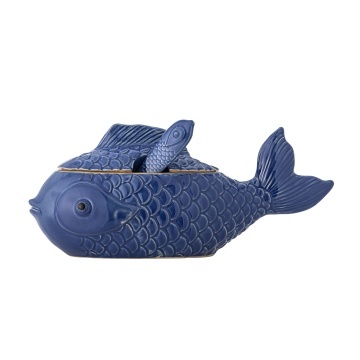 Zaharniță rustică din ceramică albastră, în formă de pește, 35,5x15x15,5 cm, „Hiro" - Img 2
