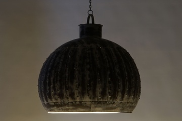 Abajur din metal, gri deschis, finisaj patinat, 60 x 60 cm, „Montargis” - Img 9