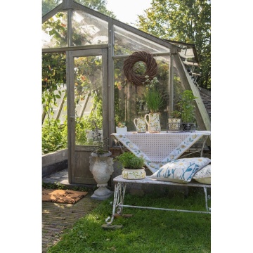 Banca de gradina, alb, din metal, cu aspect vintage, Brocante - Img 2
