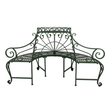 Banca de gradina, verde, din metal, aspect vintage - Img 4