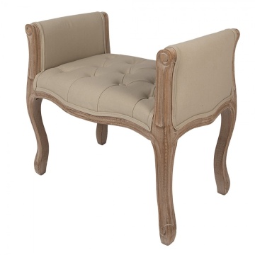 Bancheta shabby chic cu brate laterale, bej, stofa - Img 2