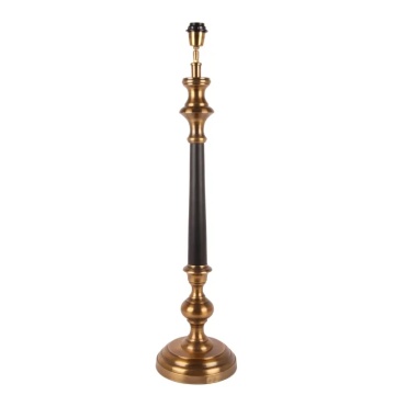 Bază pentru lampă de masă din aluminiu, auriu și negru, cu coloană înaltă și picior rotund, finisaj antichizat, 92 x 22 cm, „Tuileries”