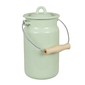 Bidon de lapte mic vintage din email, verde, Ø14,5×H20 cm, 2L, „Emil's Enamel Green"
