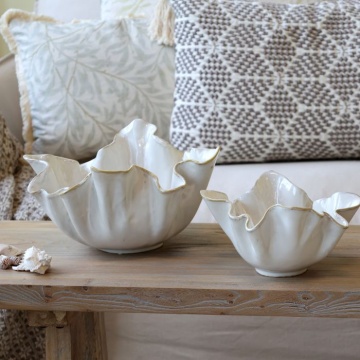 Bol decorativ din ceramica, cu margine canelată - Img 2