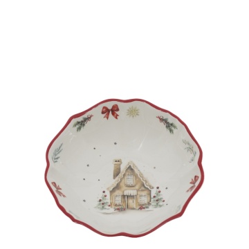 Bol mare din ceramică albă cu motive de Crăciun, 6.5x21 cm, „Chalet de Noël" - Img 3