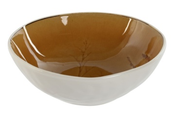 Bol shabby emailat galben din ceramică cu finisaj lucios – "Floralis"