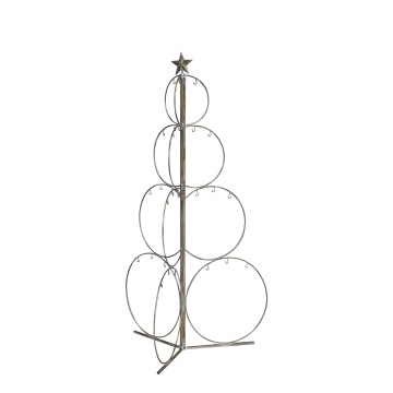 Brad decorativ pentru globuri, din metal, finisaj alamă antichizată, H120 cm