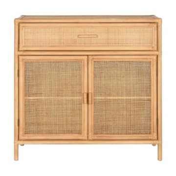 Bufet natur din lemn masiv si rattan, Cajon