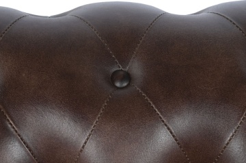 Canapea vintage 2 locuri din piele naturală maro închis, „Chesterfield" - Img 6