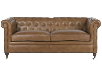 Canapea vintage 3 locuri din piele naturală, „Chesterfield"