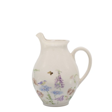 Carafă din ceramică crem cu model floral „Papillon”, H19/D12 cm