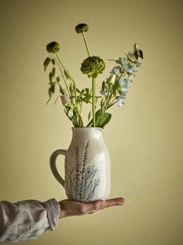 Carafă din ceramică cu flori de câmp aplicate manual, D12×H19,5 cm, 1500 ml, „Bea" - Img 3