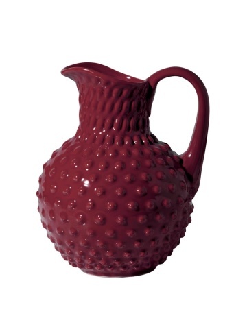 Carafă din ceramică roșu granat, 2 L, cu model hobnail în relief, 23,5 x 19,5 x 15,5 cm, „Pointe de Diamant”