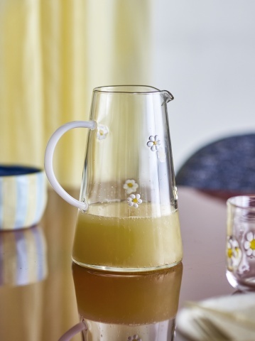 Carafă din sticlă cu motive florale, D12×H19 cm, transparentă, „Buzz" - Img 2