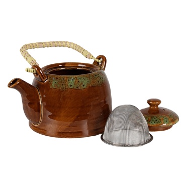 Ceainic cu infuzor, maro, din ceramica, capacitate 750 ml, Browny Green - Img 3