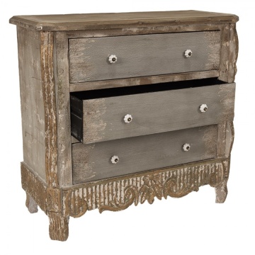 Comoda bej, din lemn masiv, aspect vintage, 3 sertare, Beauclair - Img 3