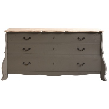 Comoda gri din lemn de pin cu 3 sertare, aspect vintage, "Charlotte"