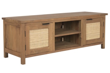 Comoda TV din lemn de tec si rattan natural " Rustic Wood " - Img 2