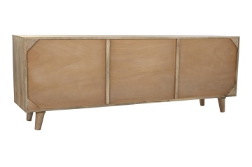Comodă TV living din lemn de mango, natur, cu 2 uși din ratan împletit, 1 sertar și nișă deschisă, 64 x 180 x 40 cm, „Pornic” - Img 11