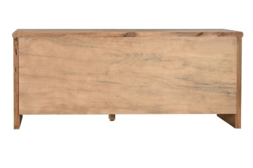 Comodă TV living din lemn reciclat, natur, cu 2 uși, 2 sertare și mâner rotund din metal negru, 65 x 156 x 44 cm, „Haven” - Img 9