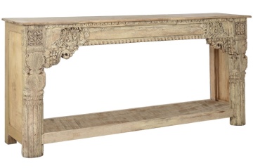Consolă din lemn masiv de tec sculptat manual, piesa unicat, „Parthenon" - Img 3