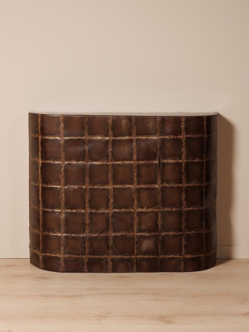 Consolă din metal texturat cu model geometric, finisaj vintage, „Pavi” - Img 3