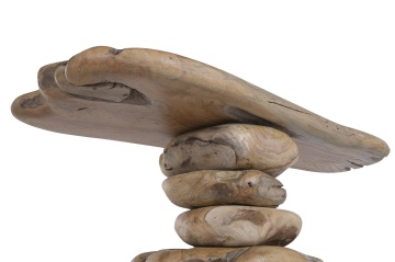 Consolă hol din rădăcină de tec reciclat, maro, cu bază din rădăcini suprapuse, finisaj natural, 80 x 120 x 50 cm, „Livarot” - Img 6