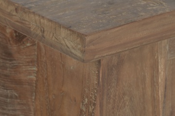 Consolă hol rustică din lemn reciclat, maro, cu 4 sertare, mânere cu inel și picioare balustru cu fațete, 78 x 200 x 45 cm, „Avranches” - Img 10
