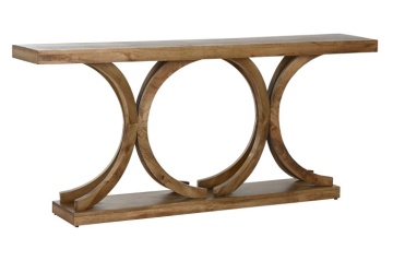 Consolă natur din lemn de mango cu design circular, „Moon" - Img 2