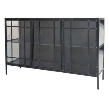 Consola neagra din metal si sticla, aspect vintage, „Noir Atelier”