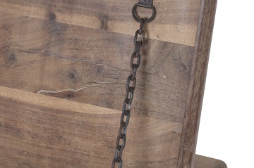 Cufăr vintage din lemn reciclat și metal, natur, cu feronerie în relief și picioare rotunde, finisaj patinat, 52 x 127 x 66 cm, „Lamanon” - Img 9