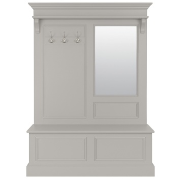 Cuier de perete gri, din lemn de pin, cu aspect clasic, Porte Manteau - Img 1