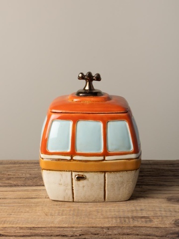 Cutie decorativa, din ceramica, portocalie, Box Cable - Img 4