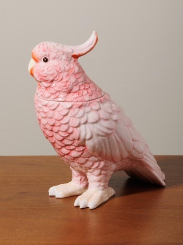 Cutie decorativa, din ceramica, roz, in forma de papagal, Parrot - Img 5
